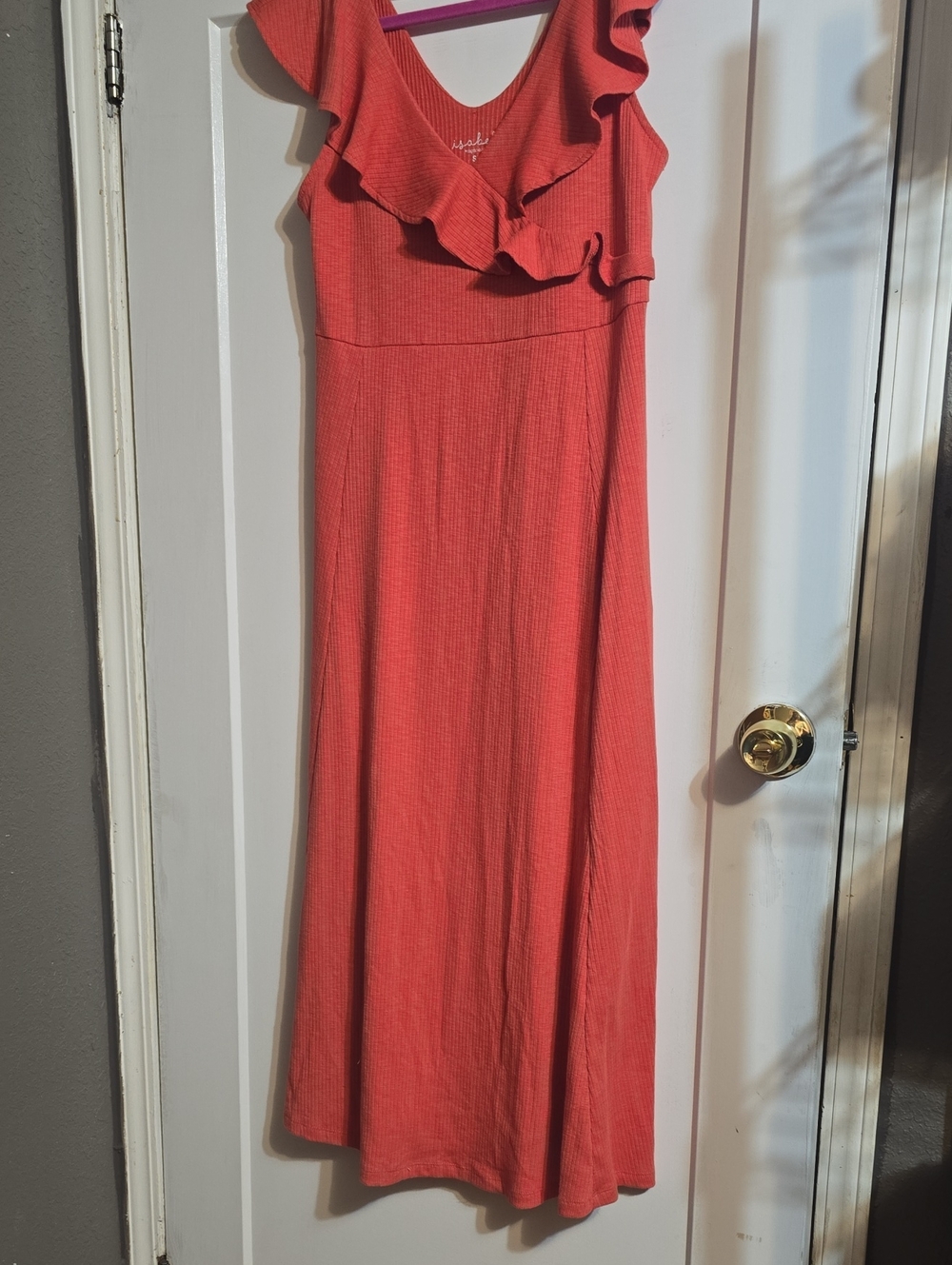 Sleeveless Ruffle Maxi Dress in Coral - Unbranded Size S.M